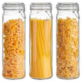 ComSaf Tall Glass Pasta Containers with Airtight Lids 68 oz 3 Pack Canister - size: 68 fl oz x 3 - Tall