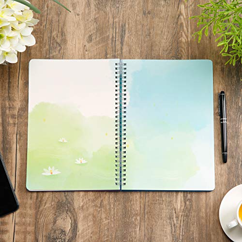 SIIXU Spiral Journals for Writing, Color Illustration Notebook With an Elastic Band, Hardcover, 128 Pages, B5, 6.8”x9.8”, Spring - color: Spring