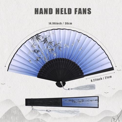 Zonon 4 Pack Hand Held Folding Fans for Women Silk,Vivid - style: Vivid