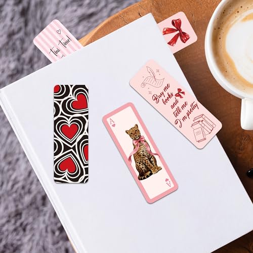 Y2K Coquette Aesthetic Bookmarks, Pink Bow Leopard Book Marks - style: Y2K Coquette