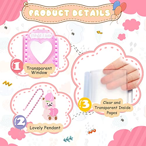 3 Inch Kpop Photocard Holder Book, Mini Photo Kpop Album Kpop Photocard Binder, Love Heart Hollow Kpop Photocard Binder Collector Book 40 Pockets Portable Photo Card Holder with Love Heart Pendant - color: Pink Love