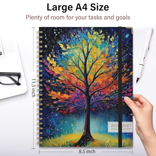 Academic Planner 2026–2027, A4 Hardcover Weekly Monthly Planner, Large 8.5 x 11 School Year Planner July 2026 to July 2027, with Bookmark, Pocket Folder and Sticky Notes, Tree Seasons - color: Tree Seasons, size: A4