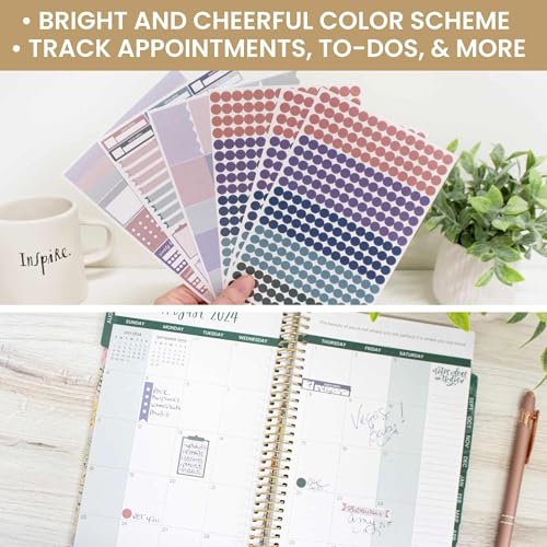 bloom daily planners Color Coding Planner Stickers - 1/4" Minimalist Dot Labels - Six Sheets, 1000+ Stickers Per Pack! - Jewel Tones - color: Jewel Tones