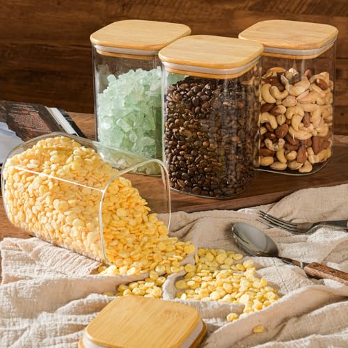 D2scrma 37oz/1.2Qt/1100ml Square Glass Storage Containers with Lids 4-Pack - size: 37oz*4