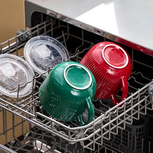 Ceramic Soup Bowl with Handle & Lid, 32oz Microwave Ramen Bowl Burgundy Red - color: Burgundy Red-32, size: 32 OZ