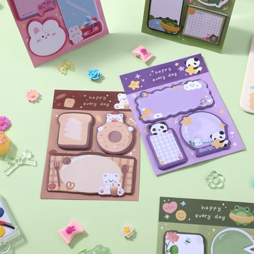 WLLHYF 4 Pack Cute Sticky Notes 240 Sheets Sticky Notes Page Markers Flags