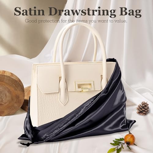Vonty Black Satin Dust Bags 3 Pack Drawstring Pouch for Purse, 23.6x19.6in - color: Black, size: 23.6 x 19.6