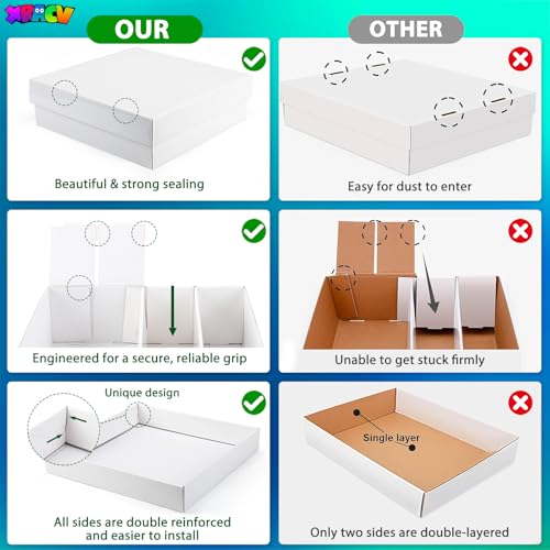 Trading Card Storage Box, 4 Row 3200 Count Collector Cards Box with Divider - color: White, size: 3-Pack