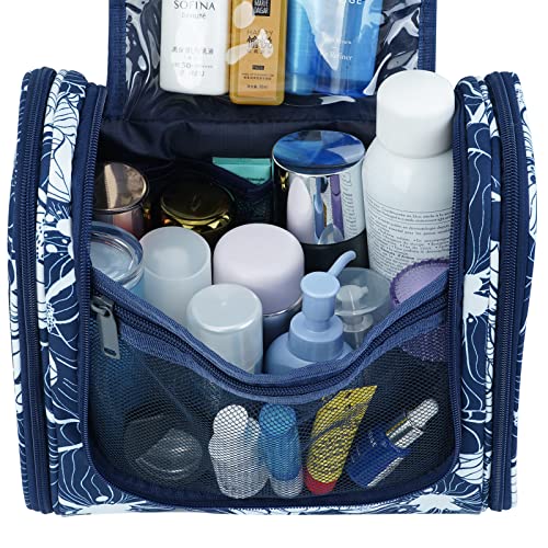 Narwey Large Hanging Travel Toiletry Bag for Women, Makeup Cosmetic Bag - color: B-Blue Lotus, size: Large