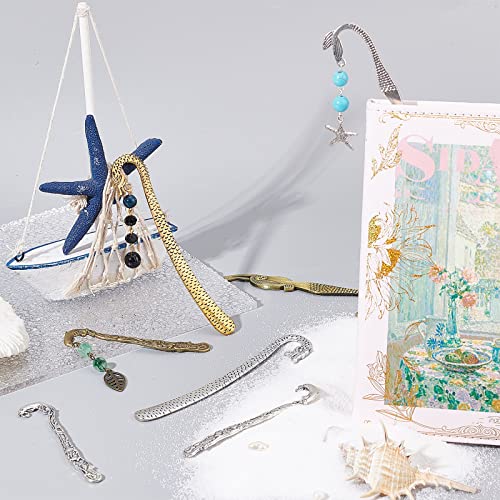 SUNNYCLUE 1 Box 12Pcs Metal Bookmarks Hook Bookmark Vintage Style Alloy Hook Bookmarks Hairpin Carved Mermaid Book Markers Dragon Charm Pendants for Books Lovers Teacher's Day Back to School Gift - color: 12pcs 6 Styles Sea Hook Bookmarks Mixed Color