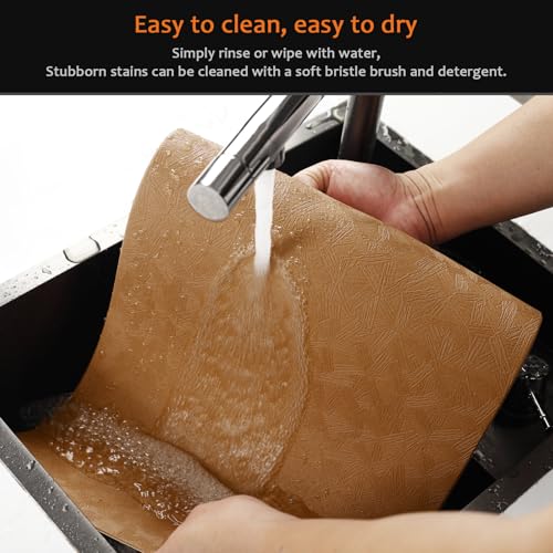 Brown Plastic Placemats Set of 8, Faux Leather Waterproof Table Mats - color: Brown