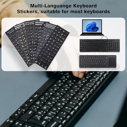 2PCS Hebrew Keyboard Stickers with Tweezer, Hebrew-English Replacement Keyboard Letters Black Background Orange Lettering for Laptops Notebooks PC Computer Desktop, Hebrew Keyboard Sticker - color: Hebrew Orange Letters