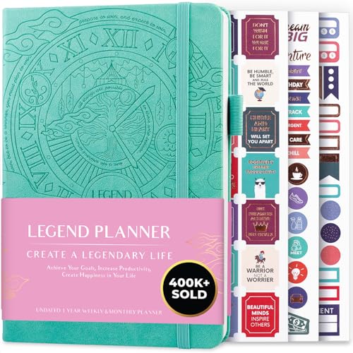 Legend Planner Undated, Weekly & Daily Goal Journal, A5 Aquamarine - color: Aquamarine (Undated), size: A5 (5.5'' x 8.3'')