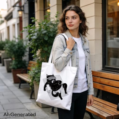 Funny Canvas Tote Bag, Reusable Shoulder Grocery Bag, Holiday Gift Bags for Friends, 13.7x15.7 inch - color: Style 11