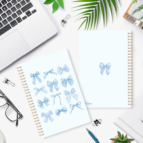 CNhoqc Blue Spiral Journal Notebook, 4Pcs Blue Bow Coquette Preppy Notebook - color: Blue-4pcs
