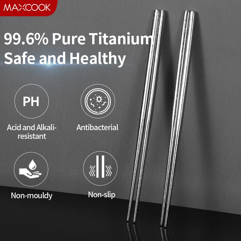 Pure Titanium Chopsticks, 2 Pairs Reusable Chopsticks (9.06 Inch) - size: 2 Pairs of Sliver Tiatium Chopsticks
