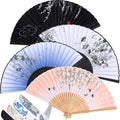 Zonon 4 Pack Hand Held Folding Fans for Women Silk,Vivid - style: Vivid