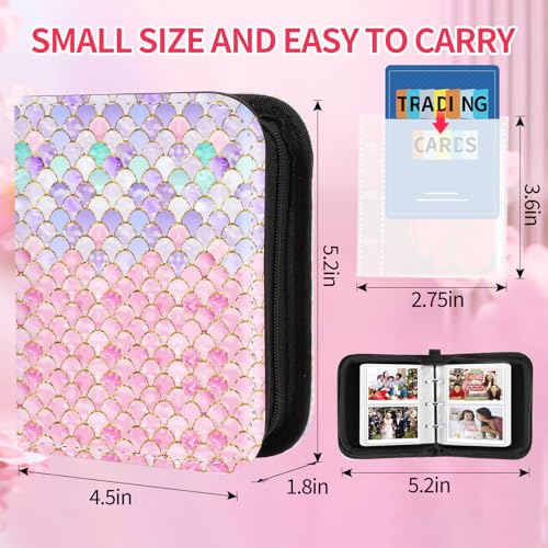 CLOKORIA Small 1 Pocket Card Binder for Cards,Mini Trading Card Binder Holder Fits 80 Cards with 40 Removable Sleeves,Card Collection Binder Album Book Case for TCG,MTG,Sports Games (Fish scales) - color: Fish scales