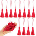 BEL AVENIR 45 pcs Mini Bookmark Tassels 3.75inch Silky Key Tassel-Red - color: Red