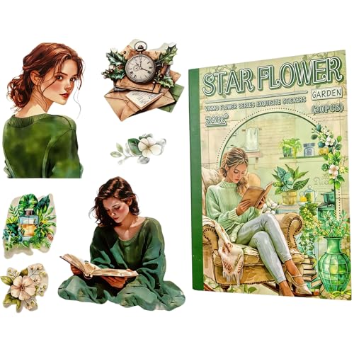 TIAMECH Star Hibiscus Garden Green Girl Sticker Book - color: Star Hibiscus Garden