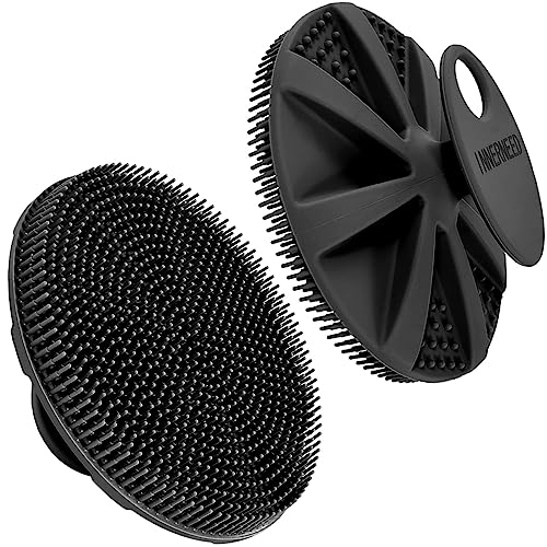 INNERNEED Food-Grade Soft Silicone Body Scrubber Shower Brush, Black - color: Black