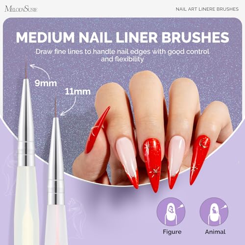 MelodySusie 5Pcs Nail Art Liner Brushes Sizes 5/7/9/11/20mm - size: 5 PCS
