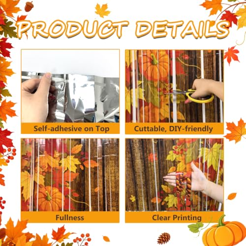 OQOQ Thanksgiving Foil Fringe Backdrop 2 Packs, 3.3x8.2ft Autumn Decor - color: Brown Autumn