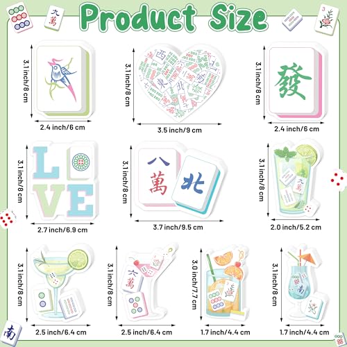 CJiangpo 30Pcs Mahjong Sticky Notes Pads, 600 Sheets Funny Cocktail Sticky Notes Self Stick Notepad Memo Pads Page Marker, Mah Jong Lovers Gifts Birthday Mahjong Party Decoration Supplies - color: Mahjong