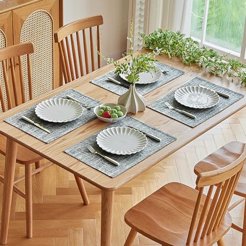 Softalker Faux Linen Cloth Placemats Set of 6-12 x 18 Inch, Ash Grey - color: Ash Grey, size: 6pc