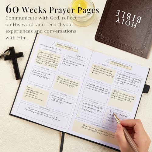 JUBTIC Prayer Journal for Women, Bible Journal with Scripture, Black - color: Black