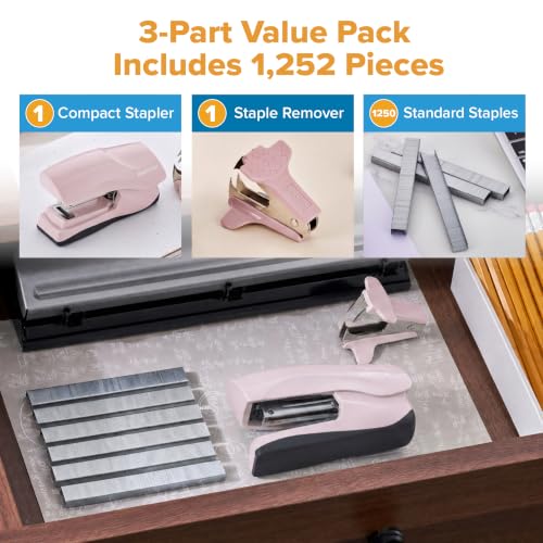 Bostitch Heavy Duty Stapler Value Pack, 40 Sheet Capacity, Pink - color: Pink