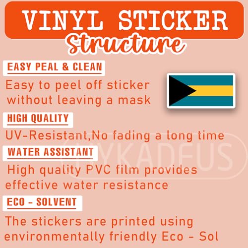 (3Pcs) Bahamas Flag Stickers, Bahamian National Flag Vinyl Decal, 3" x 1.6" - color: Bahamas