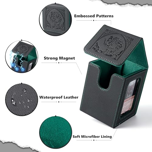 Venssu Goblin Themed MTG Deck Box with Commander Display (Black and Green) - color: Goblin