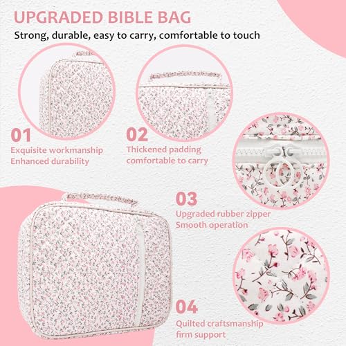 Bible Cover Case For Women,Large Bible Bag with Study Supplies,Quilted Bible Carrying Case for Girls,Portable Bible Case with Highlighter, Pens,Tabs,Bible Study Gifts for Women - size: Style C