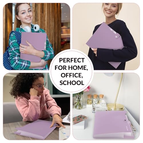 SKYDUE File Folder with Labels, Accordion File Organizer with 8 Pockets, Portable Document Organizer, A4 Letter Size, Paper Organizer for Office, Purple - color: Taro Purple