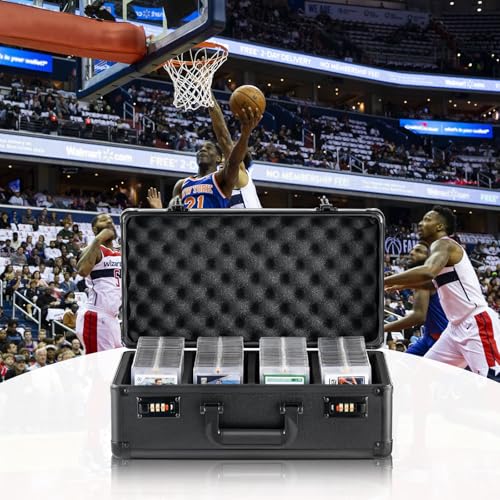 VEVOR Card Storage Box - 4 Slot Case with Coded Lock, Foam Dividers, Holds 76 BGS or 84 SGC Cards - size: 108 PSA, style: Coded Lock