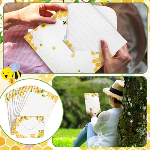 TaoBary 160 Pcs Bee Stationery Paper and Envelopes Set, 5.5 x 8.25'' - size: 8.25 x5.5 Inch, style: Bee