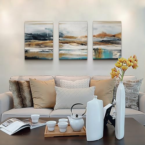 MHARTK66 Abstract Nature Landscape Wall Art for Living Room, Set of 3 Modern Canvas Prints Paintings Artwork for Walls, Wall Decor Pictures for Bedroom Dining Room Office Home Decoration 16x24 Inch - color: Abstract Wall Pictures, size: 16x24inches*3pcs