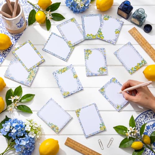 Chiisong 12 Pads Capri Lemon Sticky Notes Blue Tiles Yellow Adhesive Memo - style: Capri Lemon
