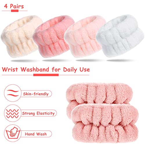 Chuangdi 4 Pairs Wrist Bands for Washing Face Microfiber,Pretty Colors - color: Pretty Colors