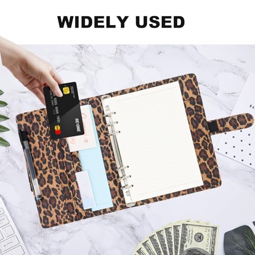 Convend A5/A6 Refillable 6 Ring Faux Leather Binder Cover (Leopard) - color: Leopard Texture, size: Luxe-A5