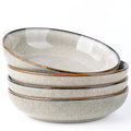 AmorArc 8.5’’ Ceramic Pasta Bowls Set of 4, 36oz Large Stoneware Bowls Set - color: Green Wheat, size: Set of 4