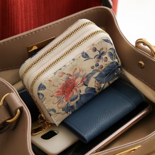 Chinese Style Mini Coin Purse - Elegant & Compact - Perfect for Travel, Daily Commute, and Home Use (blue) - color: blue