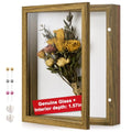 8x10 Brown Deep Shadow Box Picture Frame with HD Clear Glass - color: Brown, size: 8x10