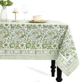 CPC Agate Green Block Print 100% Cotton Rectangle Tablecloth 80x120 Inch - color: Agate Green, size: 120" x 80" (Rectangular)