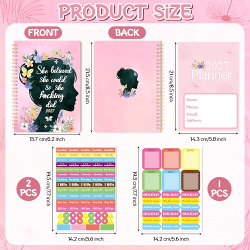 Xqumoi 2027 A5 Planner Wildflowers Sweary Weekly and Monthly Planner Gift - color: Pink Wildflower 2027, size: A5