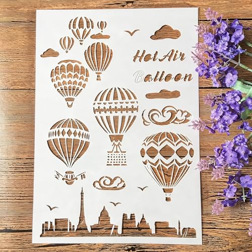 TIAMECH A4 Reusable Hot Air Balloon Stencil for Painting - style: Hot Air Balloon