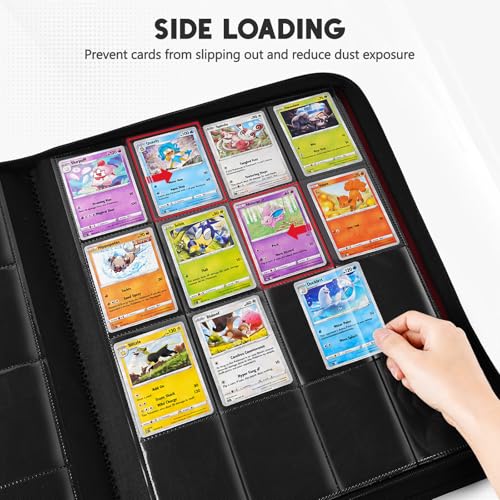 HHZ 16-Pocket Trading Card Binder, 832 Slots, Side Loading, Ringless -Black - color: Black