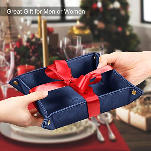 SITHON Valet Tray Desktop Storage Organizer Nightstand Caddy Holder - color: Dark Blue
