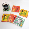 SAMCAM Bar Coasters Set of 6, 4inch Absorbent Drink Coasters with Ceramic Surface and Cork Base, Monkey Theme Art Coaster Set for Bar Cafe Kitchen Decor, Gift for Men, Art Lovers and Housewarming
